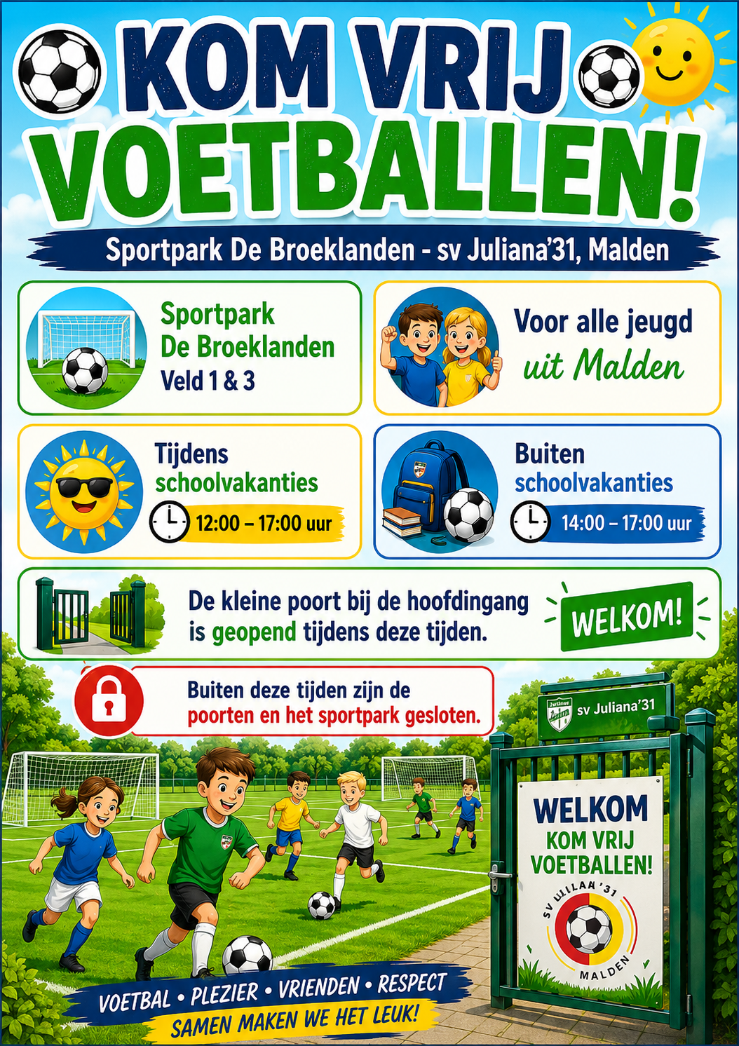 Nieuwe openingstijden vrij voetballen